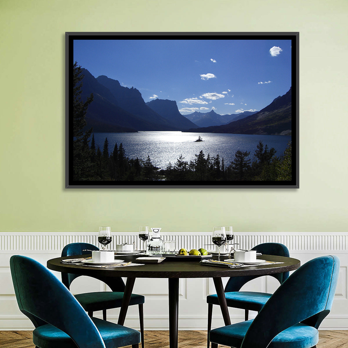 Wild Goose Island, St. Mary Lake Wall Art in a room, landscape