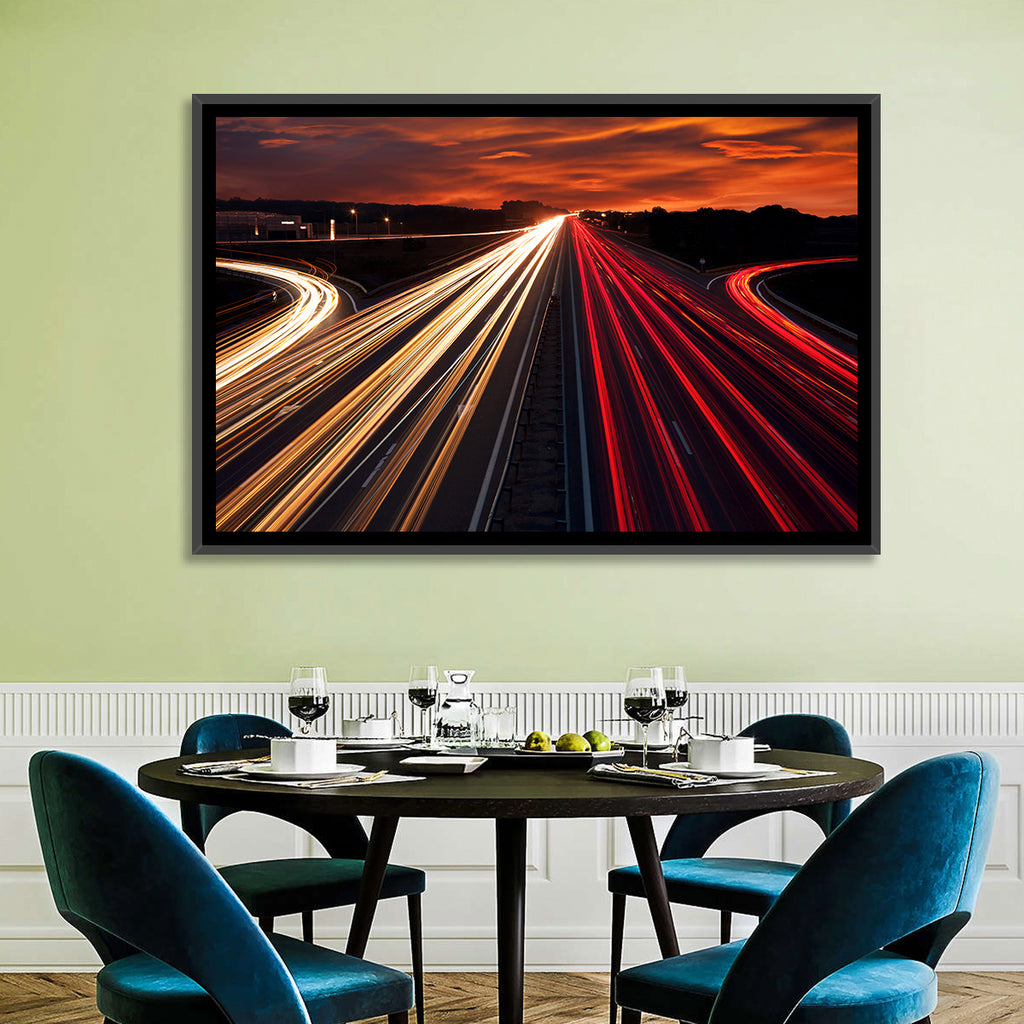 Sunset Highway Light Trails Wall Art