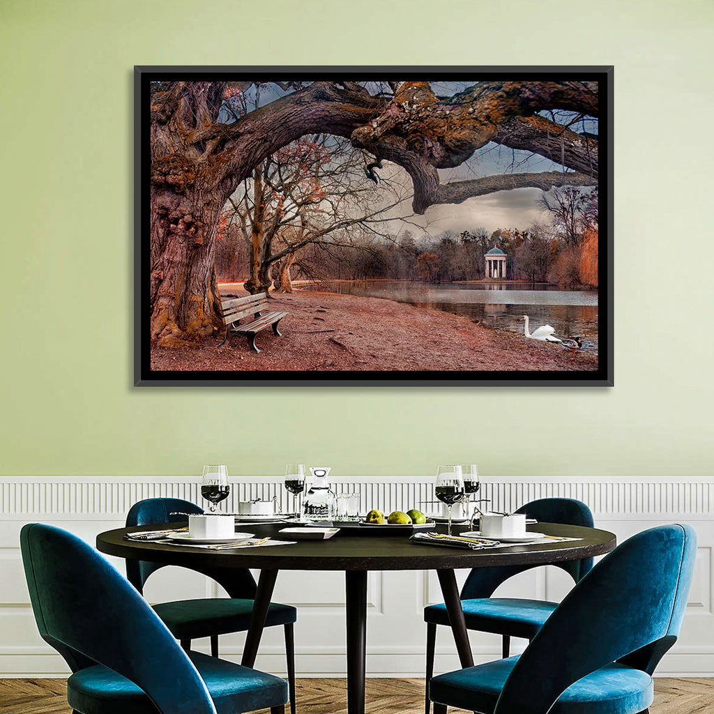 Autumn Pavilion with Swan Wall Art