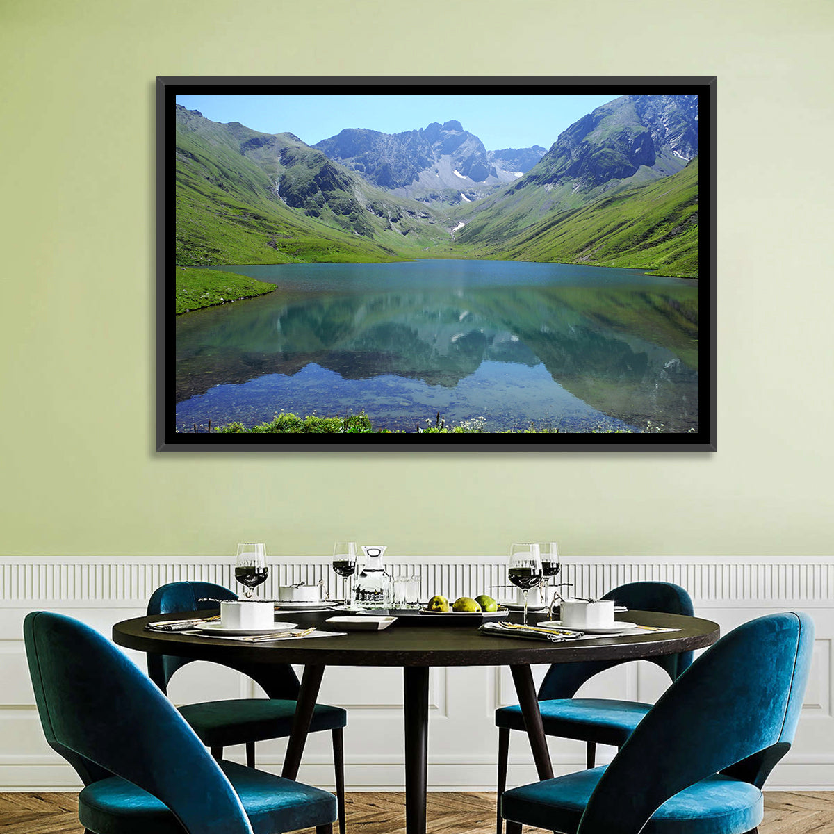 Urup Lake Reflection Wall Art in a room, landscape