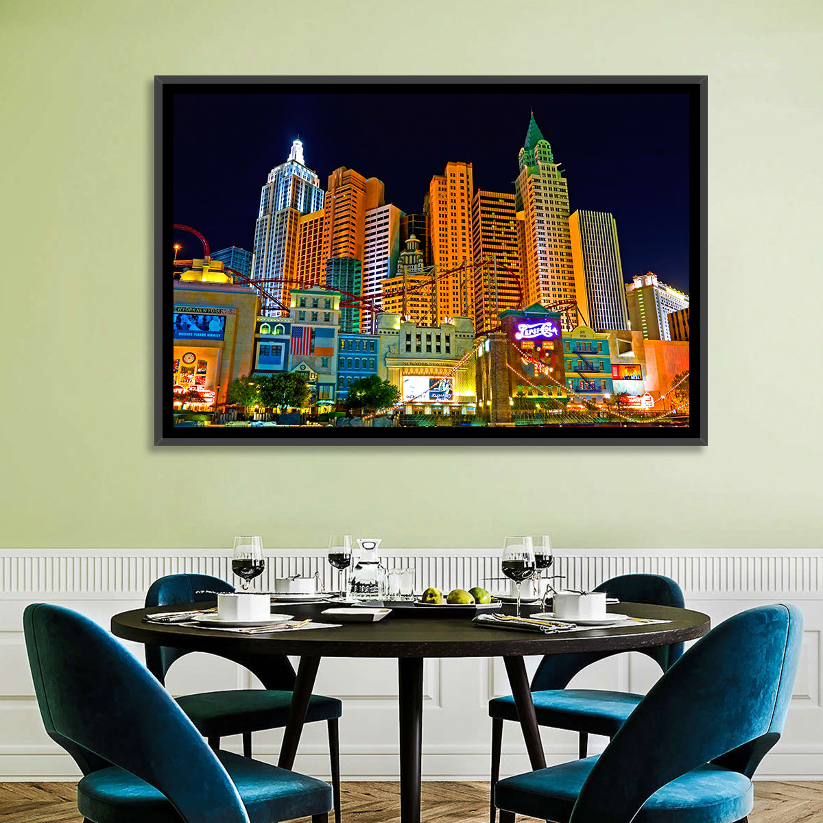 Las Vegas Big Apple Coaster at Night Wall Art