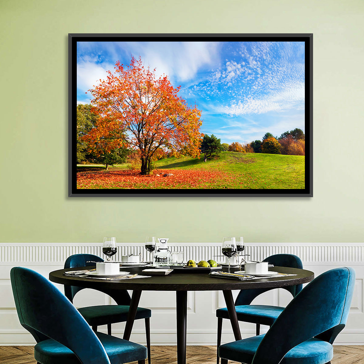 Orange Maple on Rolling Hill Wall Art