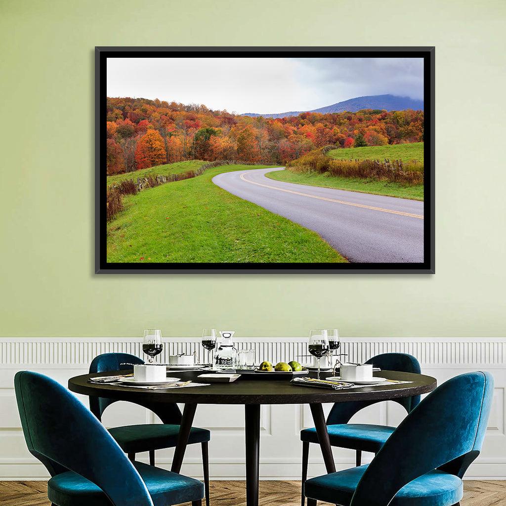 Curving Road Through Autumn Meadow Wall Art