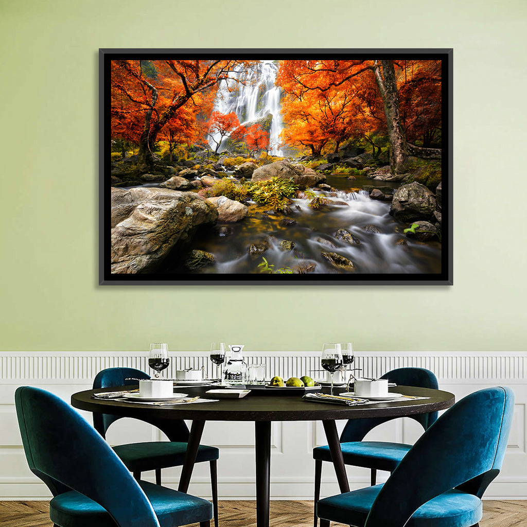 Autumn Forest Waterfall Wall Art
