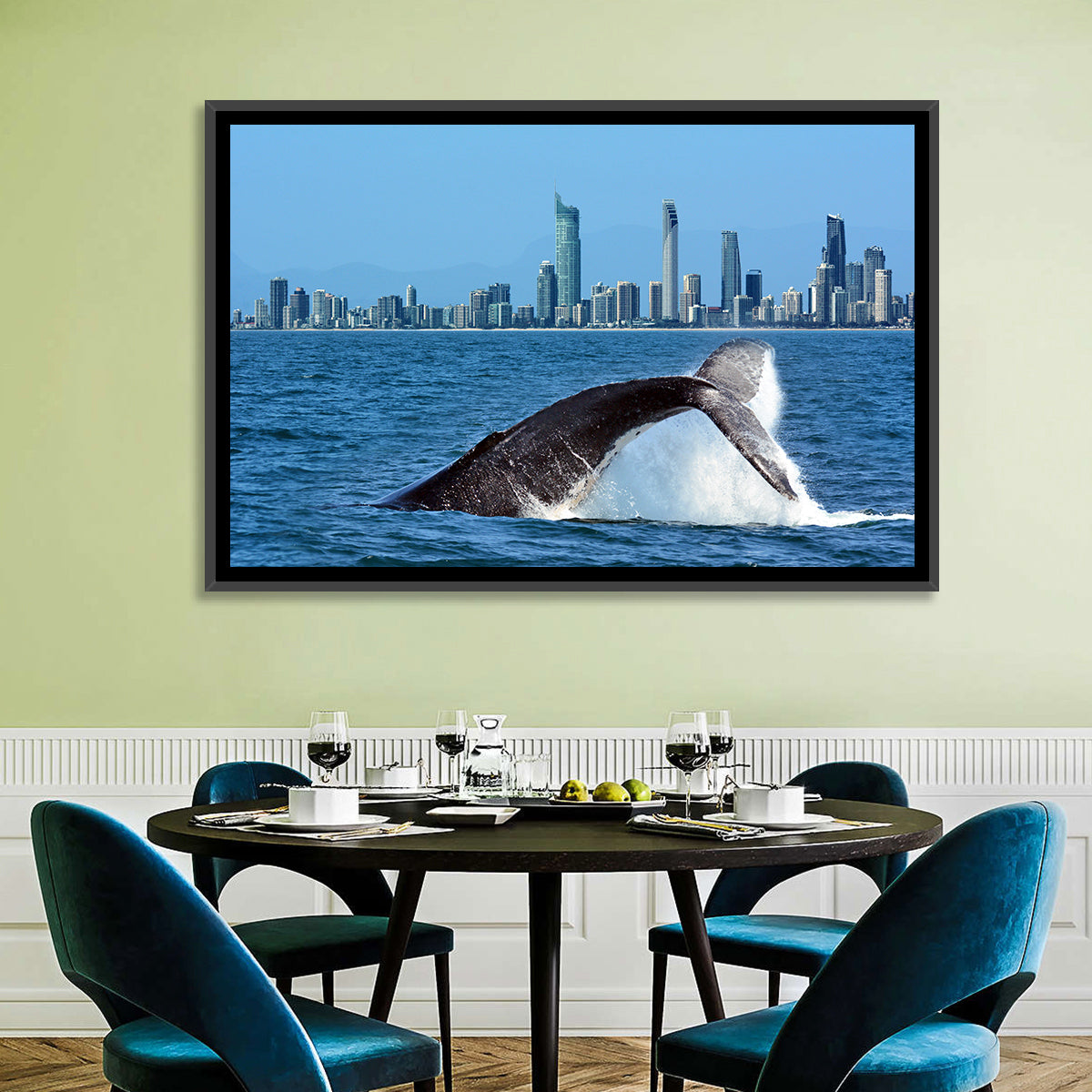 Whale and Skyline Wall Art