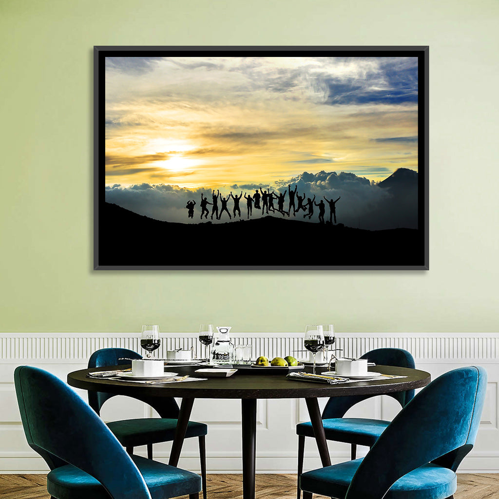 Golden Team Silhouettes at Sunset Wall Art