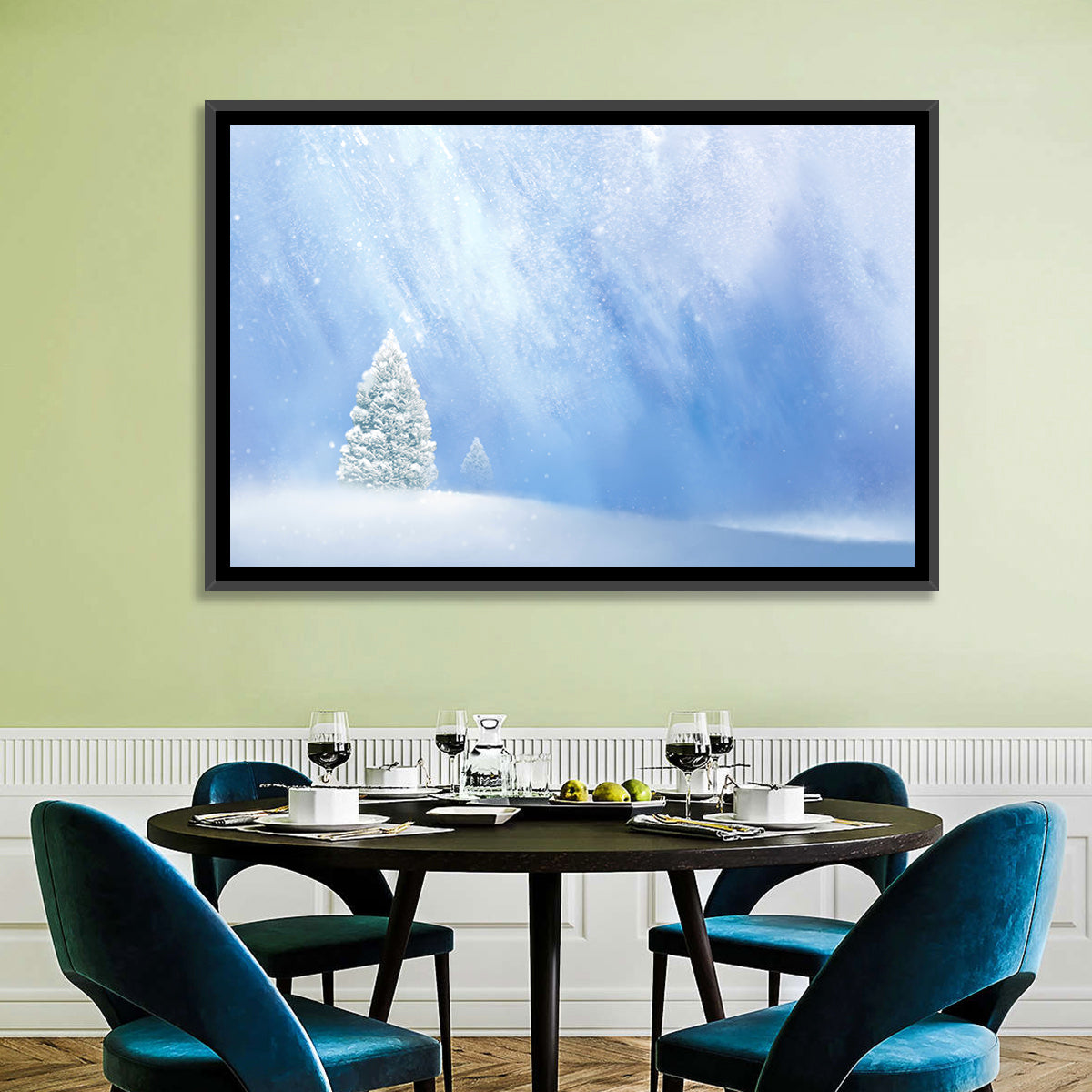 Two Snowy Evergreens Wall Art