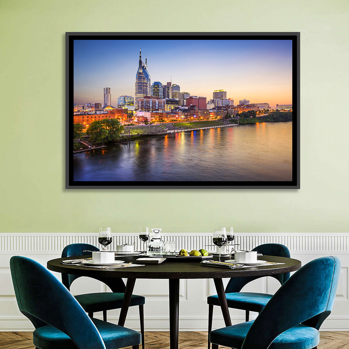 Nashville Skyline Over the Cumberland River Wall Art
