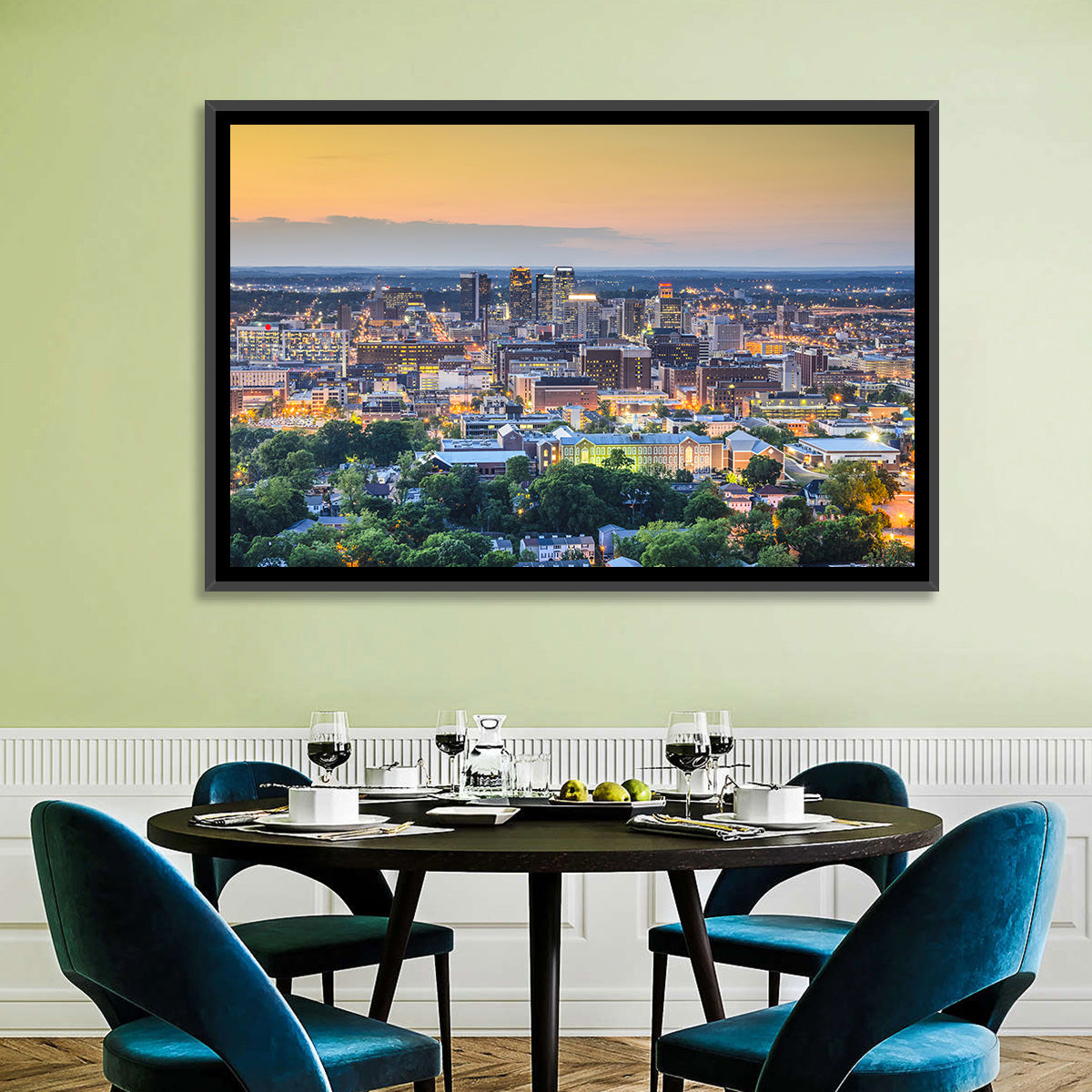 Birmingham Skyline at Golden Hour Wall Art in a room, landscape