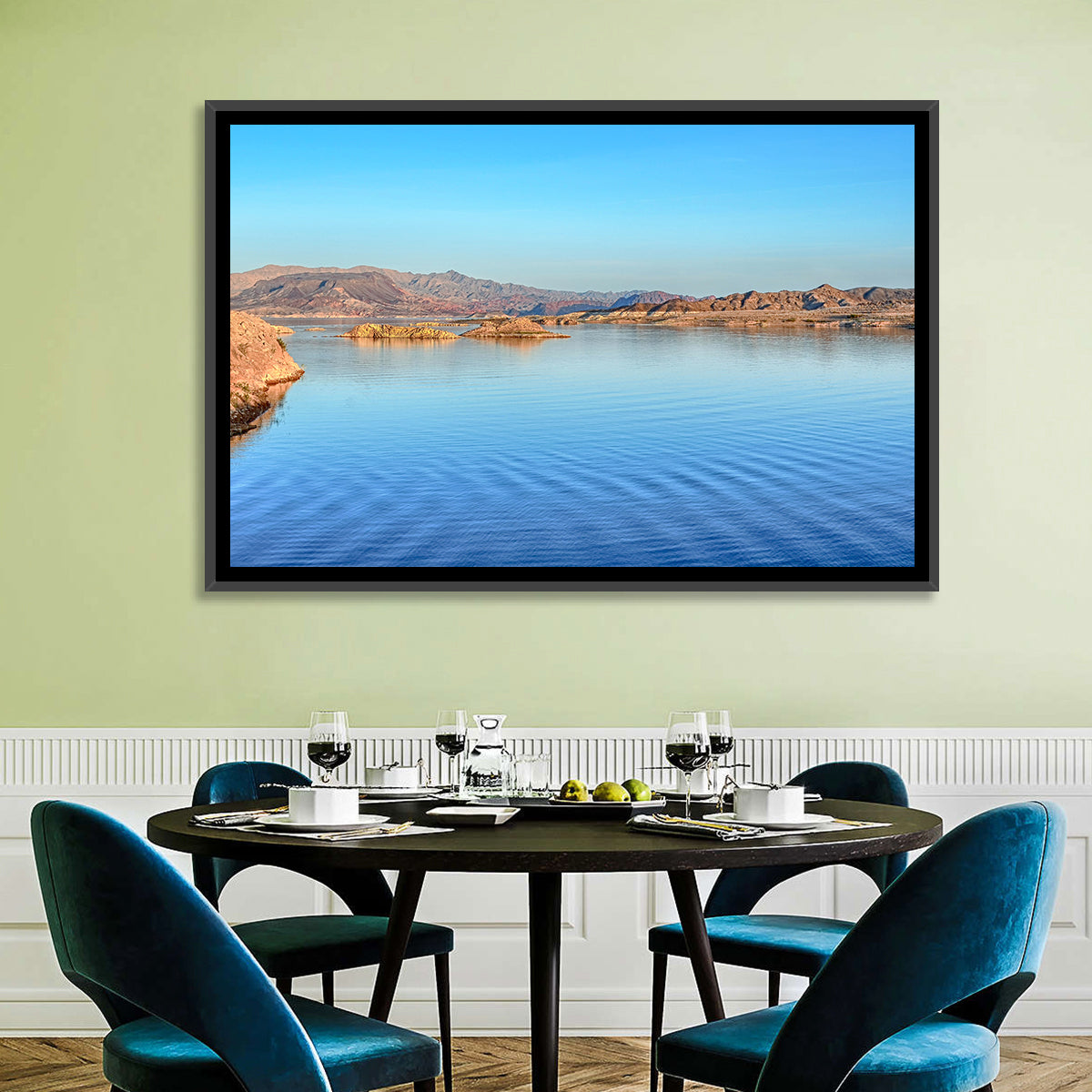 Lake Mead Rocky Shoreline Wall Art in a room, landscape