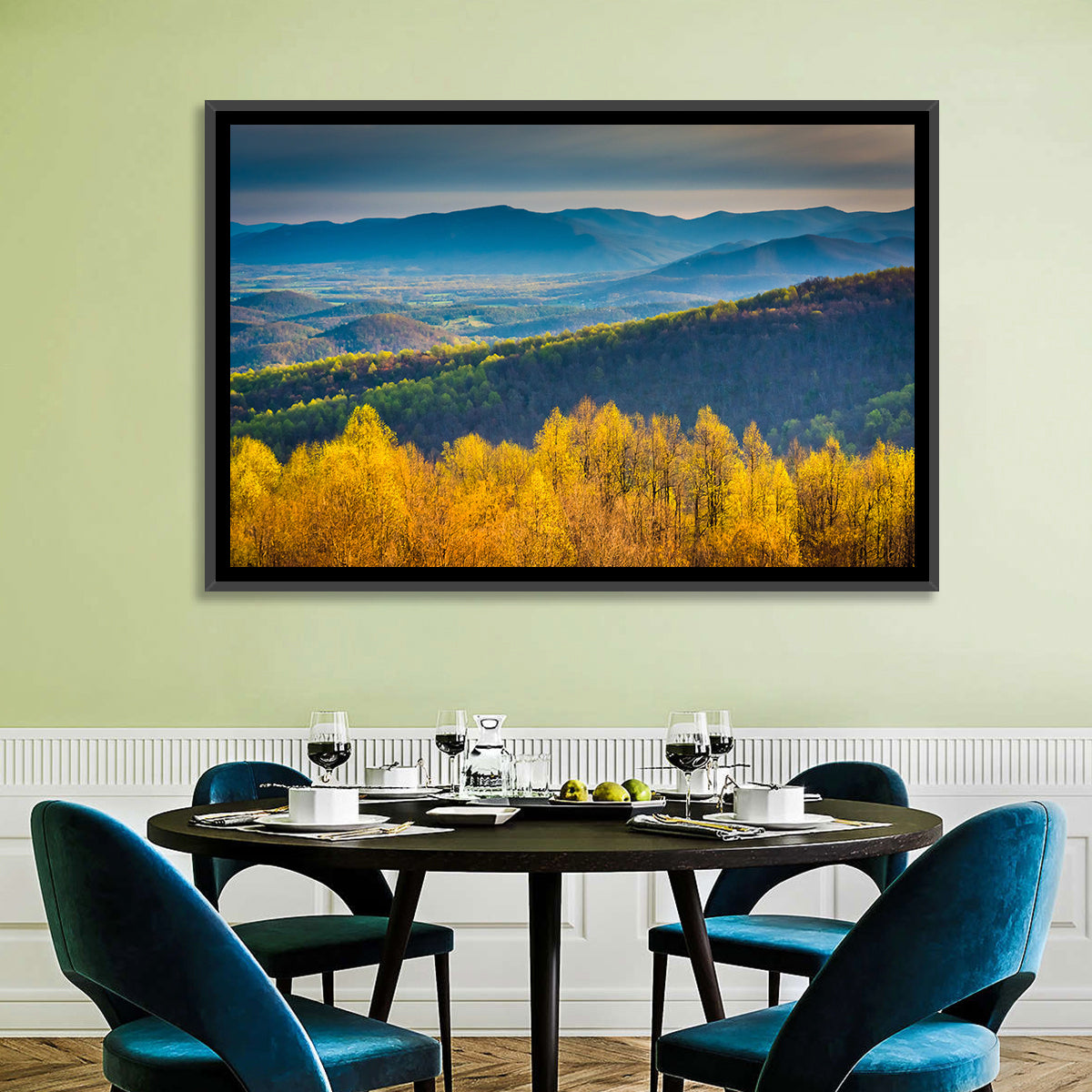 Shenandoah Golden Hour Ridge Wall Art in a room, landscape