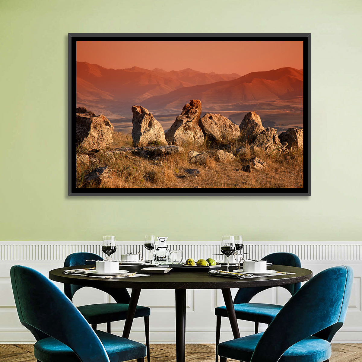 Karahunj Rocky Ridge at Sunset Wall Art in a room, landscape