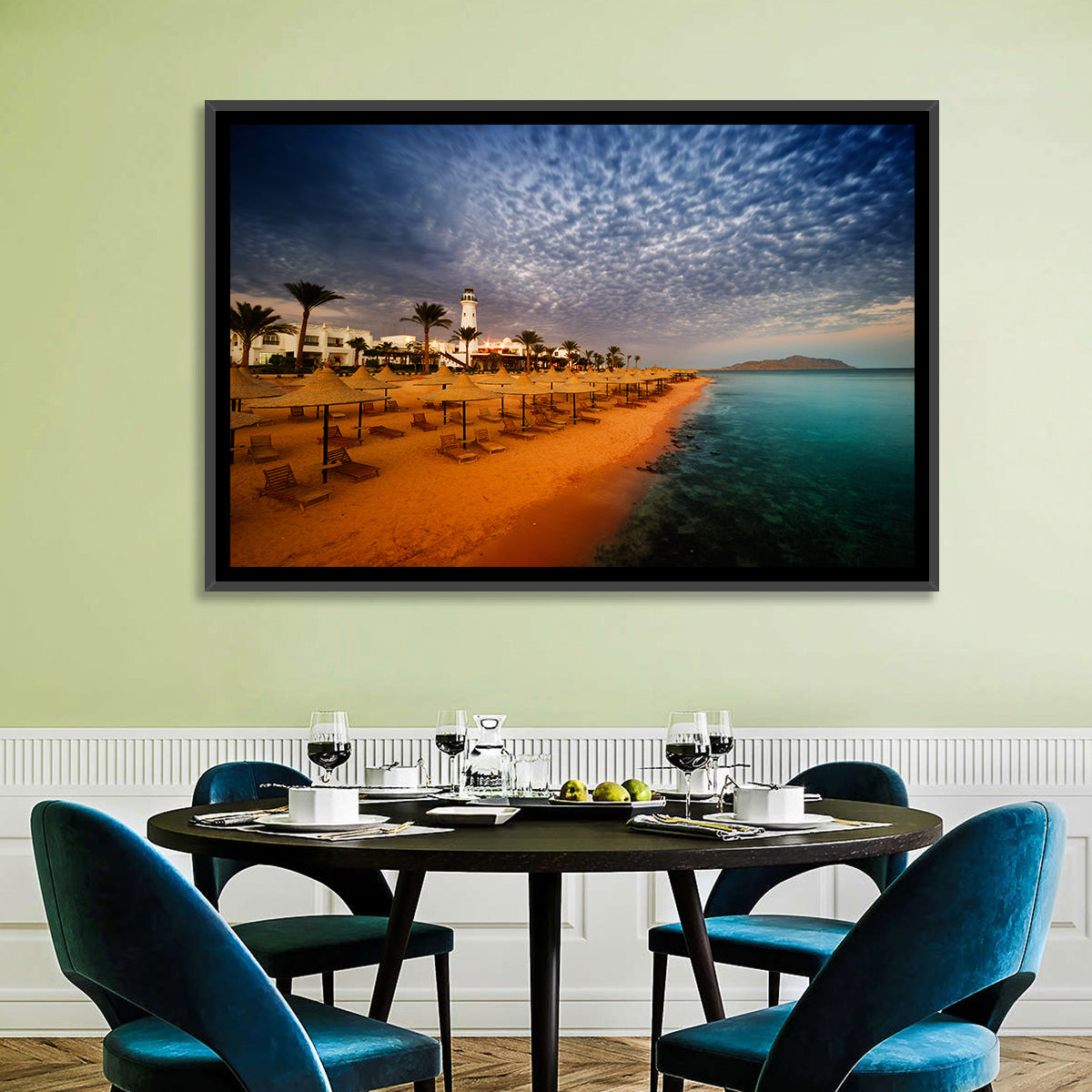 Sharm El Sheikh Beach at Dusk Wall Art in a room, landscape