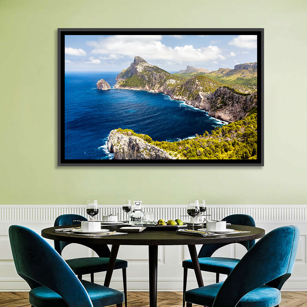 Cap De Formentor Cliffs Wall Art in a room, landscape