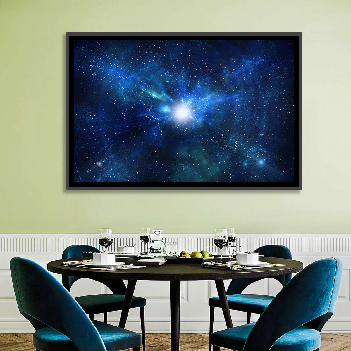 Lightspeed Galaxy Burst Wall Art in a room, landscape