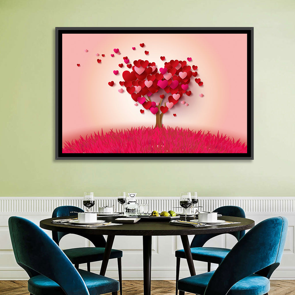 Whimsical Heart Tree Illustration Wall Art