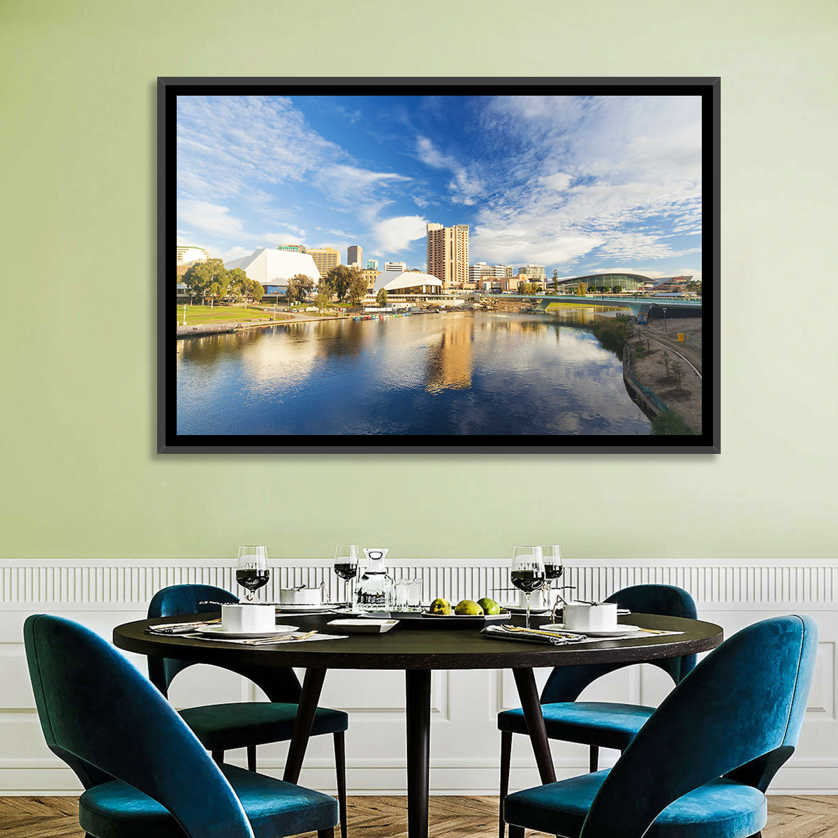Adelaide River Torrens Skyline Wall Art in a room, landscape