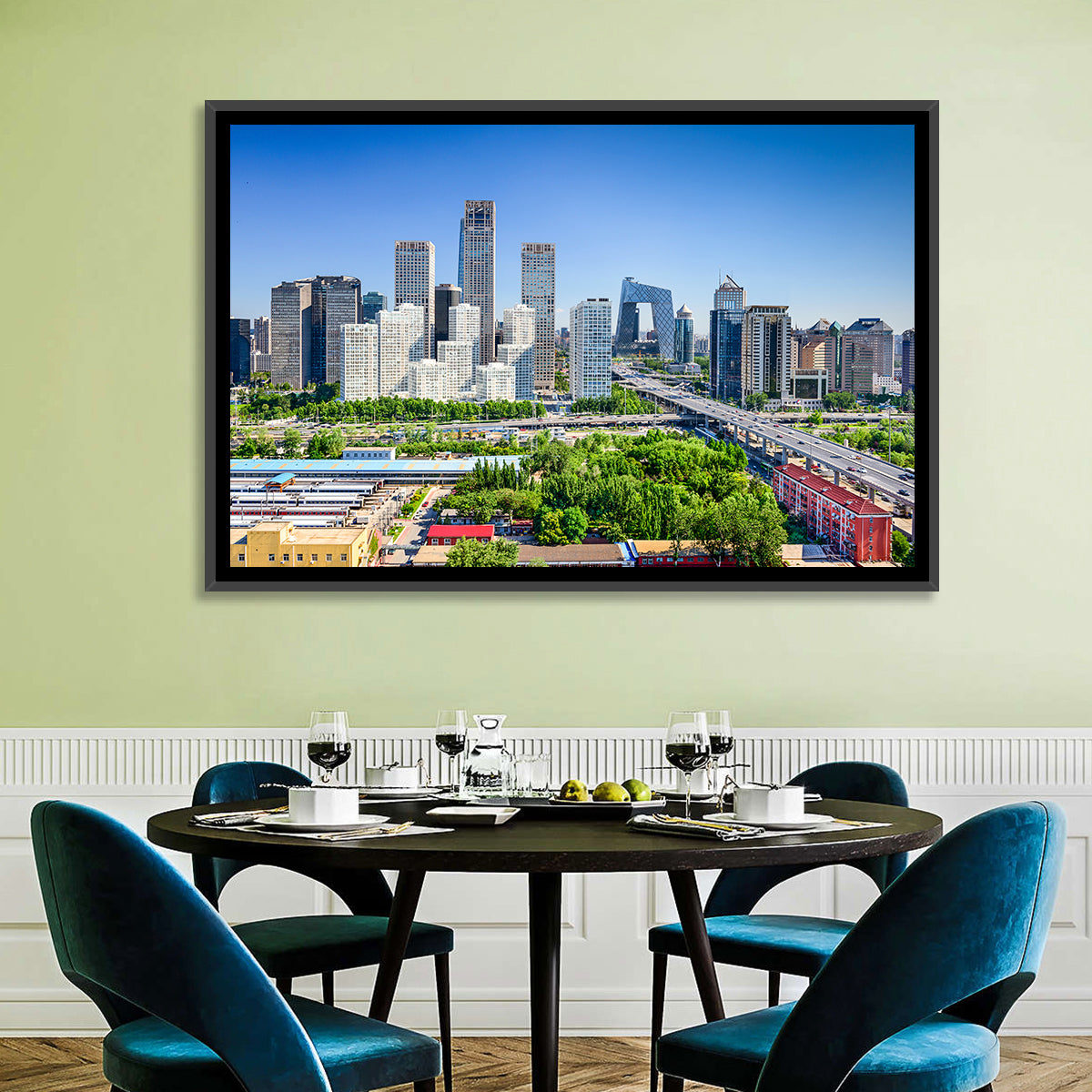Beijing Cctv Headquarters Skyline Wall Art in a room, landscape