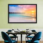 Overwater Bungalows at Sunset Wall Art