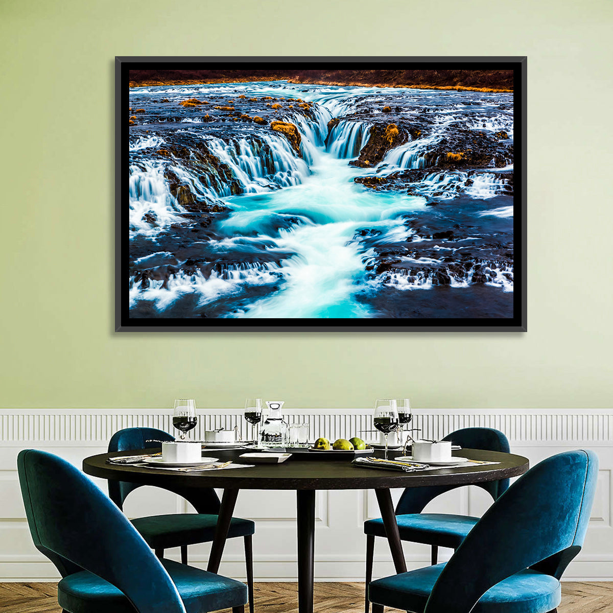 Bruarfoss Multi Tier Waterfall Wall Art in a room, landscape