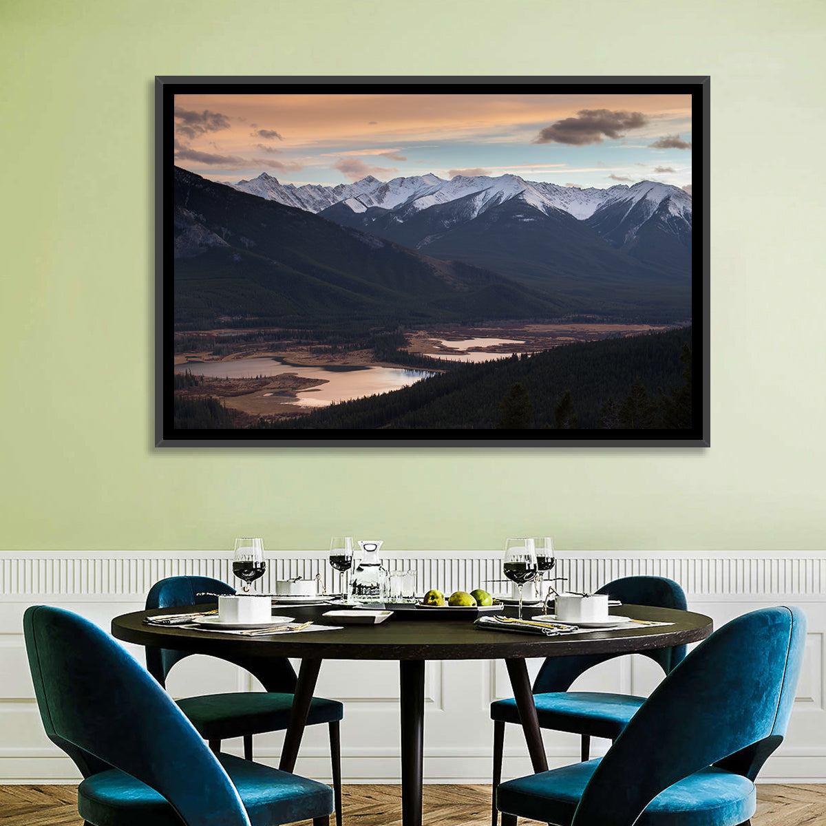 Banff Mountain Lake at Dusk Wall Art