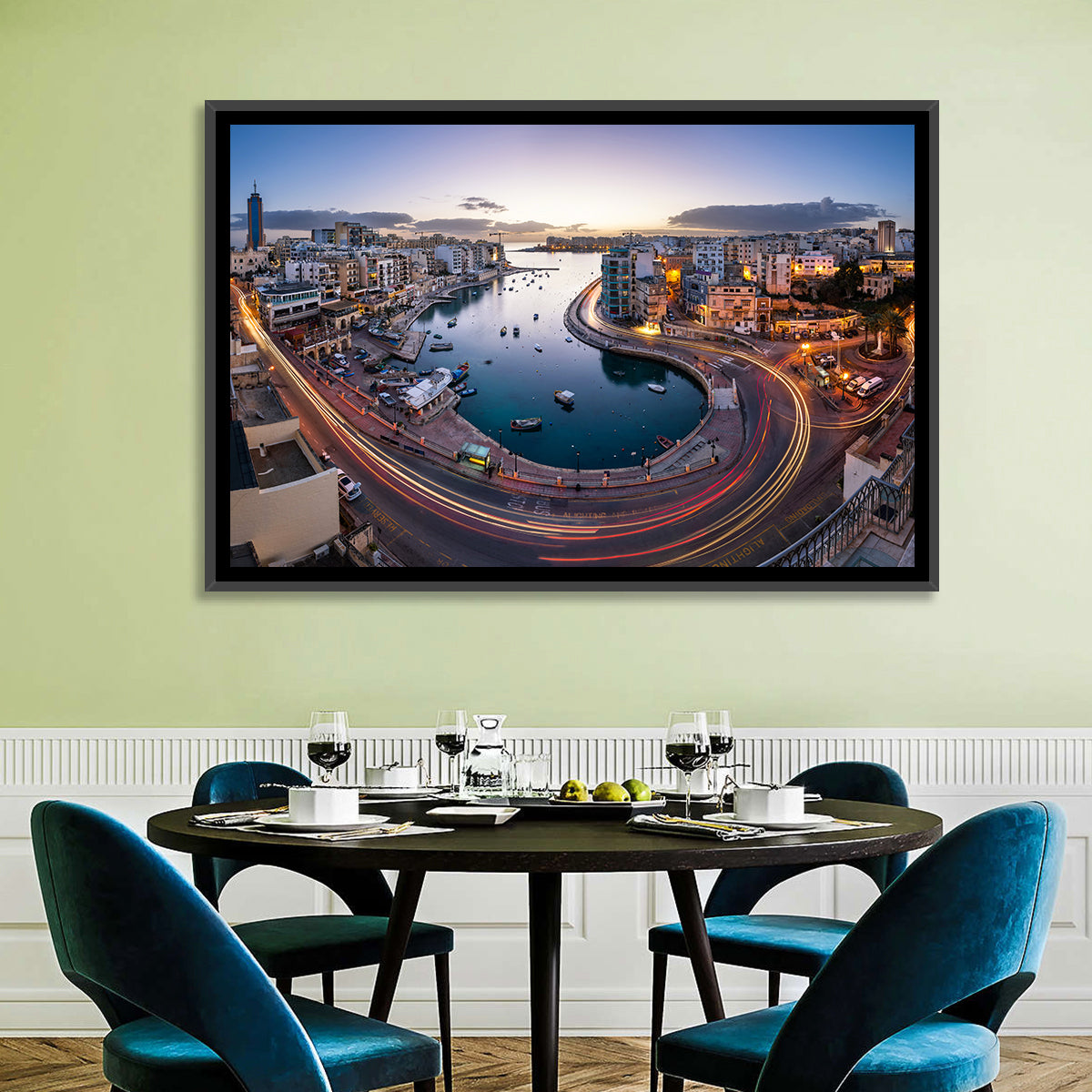 Spinola Bay Light Trails Wall Art in a room, landscape