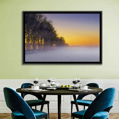 Foggy Winter Sunset Wall Art