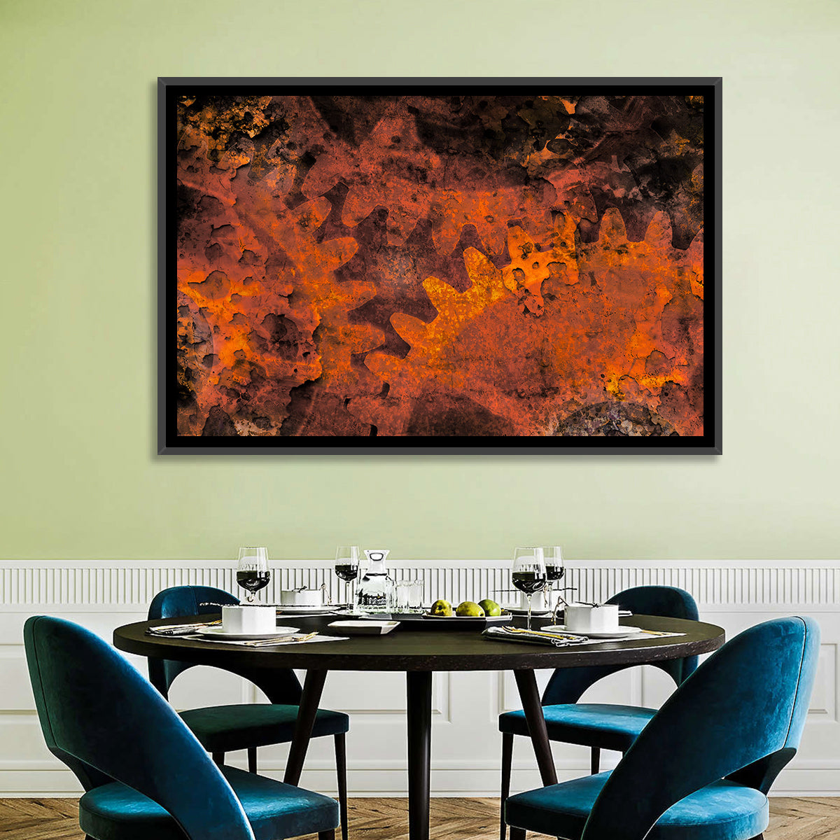 Weathered Gears Study Wall Art in a room, landscape