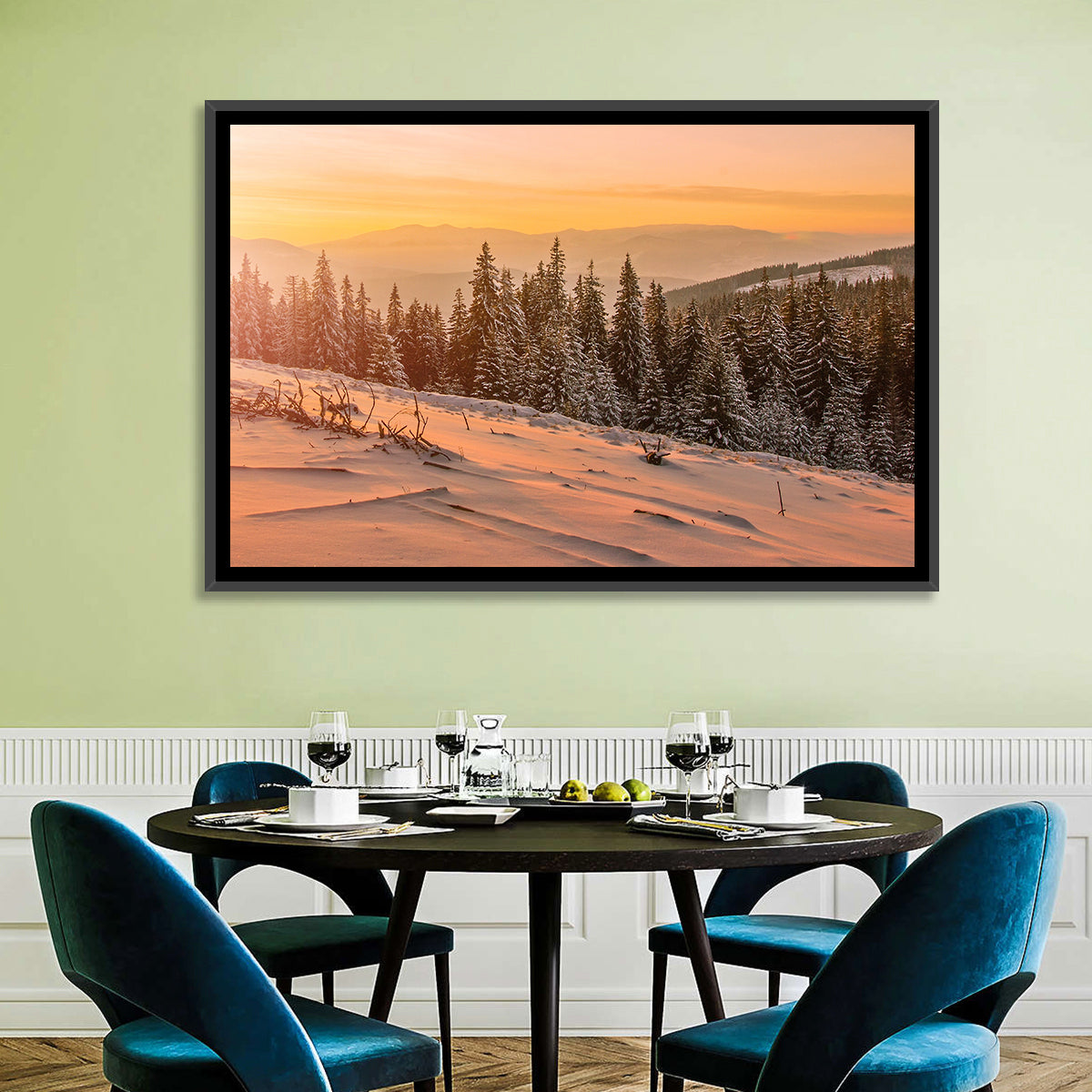 Hoverla Snowfield at Sunset Wall Art in a room, landscape