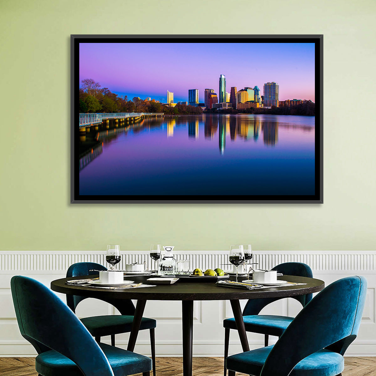 Austin Skyline Reflection at Twilight Wall Art