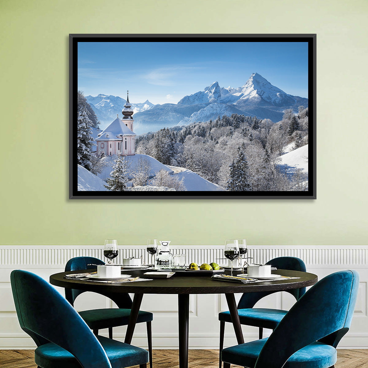 Maria Gern Church and Watzmann in Winter Wall Art