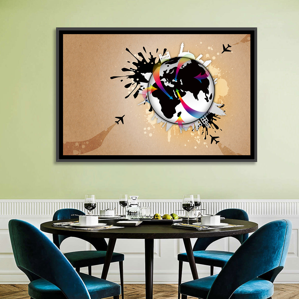 Global Travel Concept Wall Art in a room, landscape