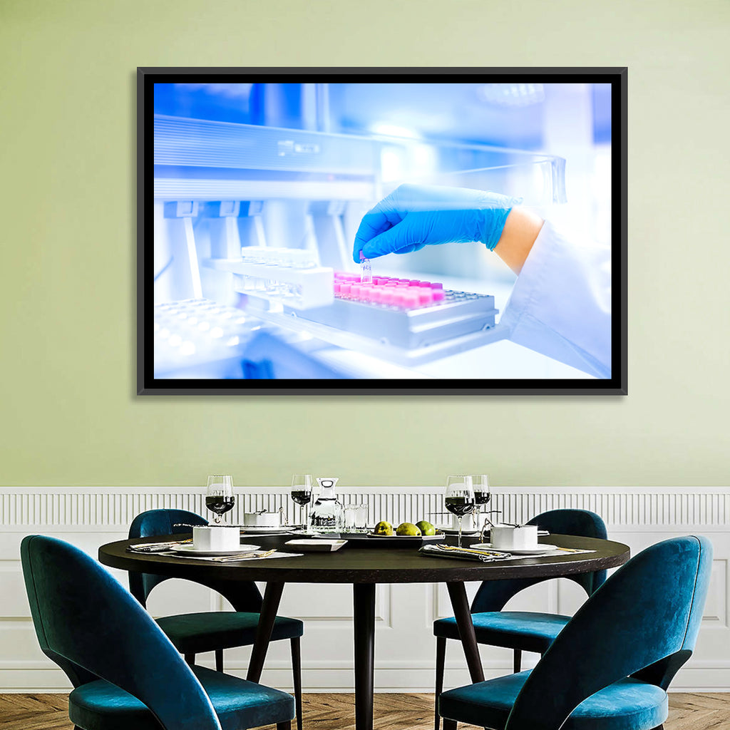 Gloved Hand with Vial and Pink-capped Tubes Wall Art