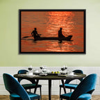 Sunset Canoe Silhouette Wall Art
