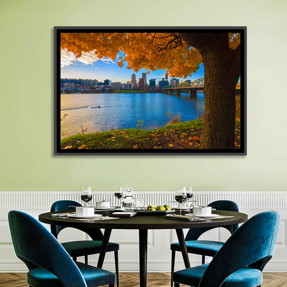 Willamette River at Golden Hour Wall Art