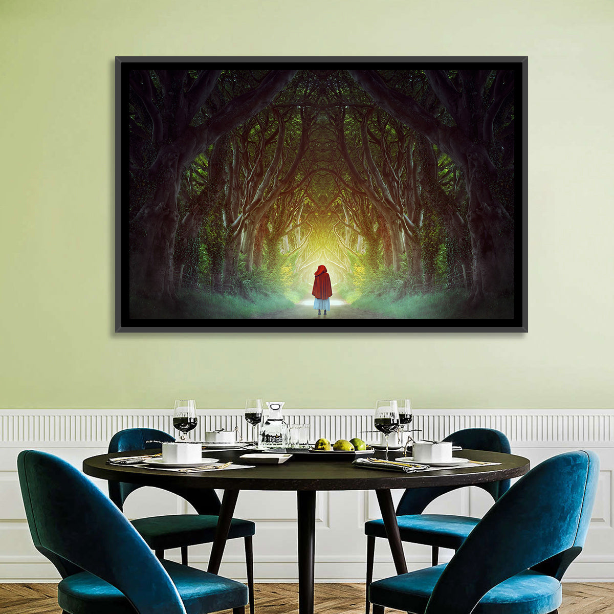 Dark Hedges Pathway Wall Art in a room, landscape