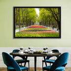 Tree-lined Tulip Garden Path Wall Art