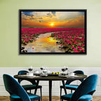 Golden Hour Lotus Field Wall Art