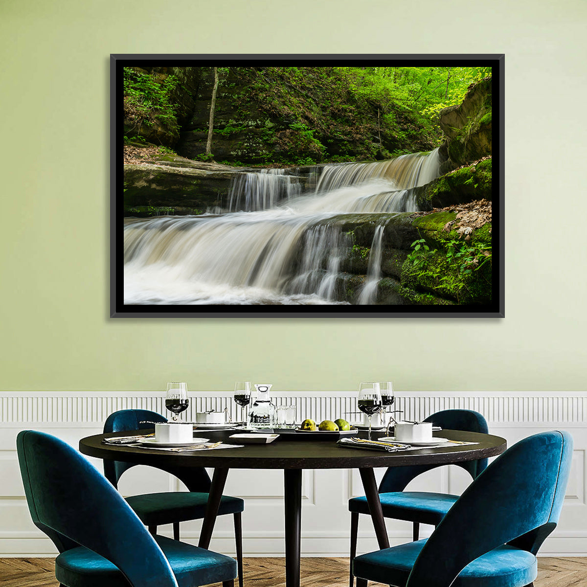 Matthiessen Forest Cascade Wall Art in a room, landscape