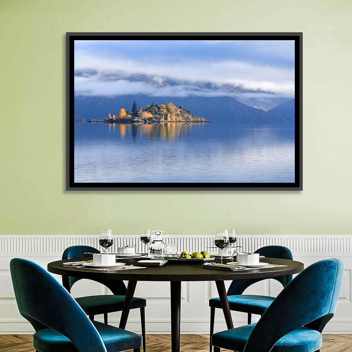 Misty Wanaka Island Reflection Wall Art