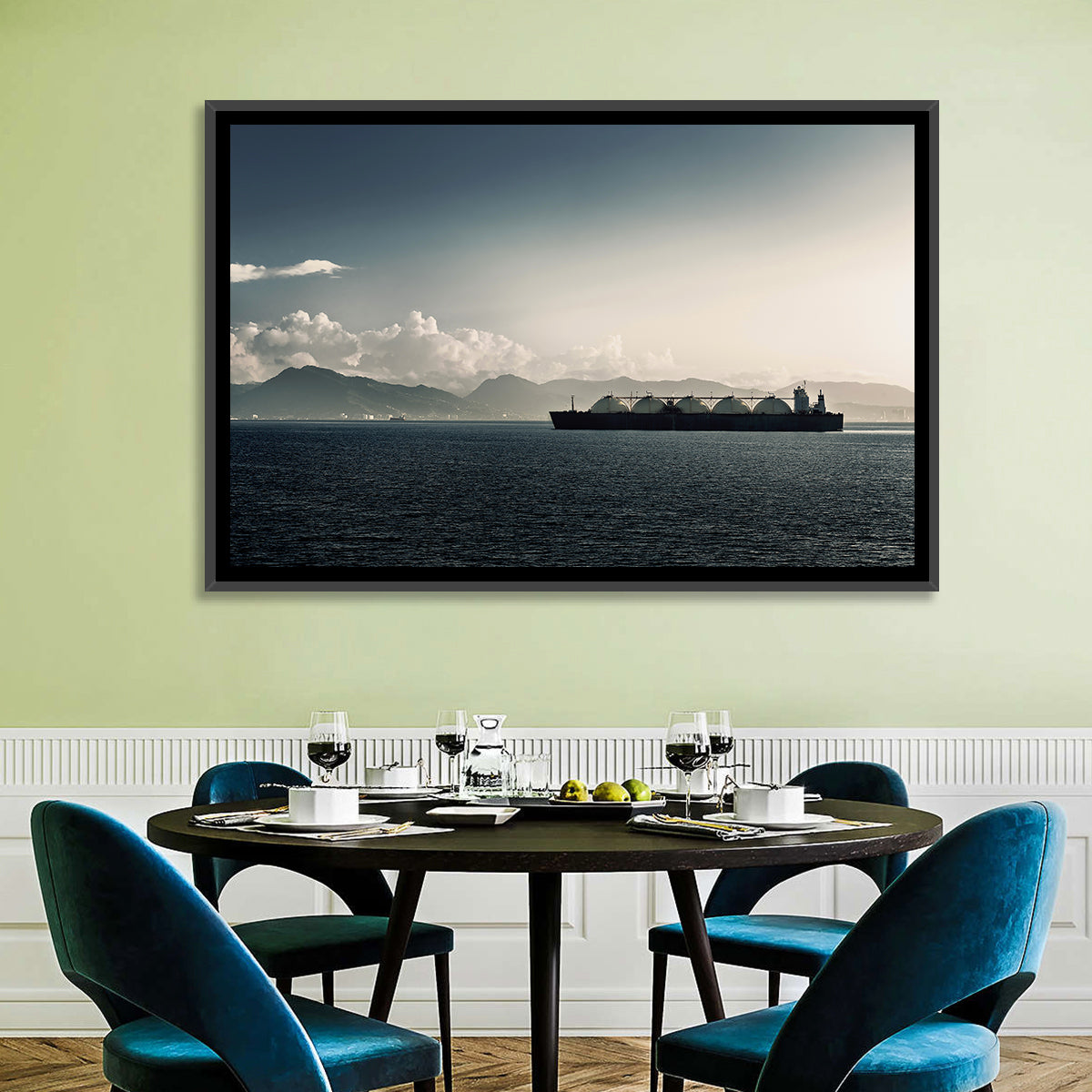 Lng Tanker at Sea Wall Art in a room, landscape