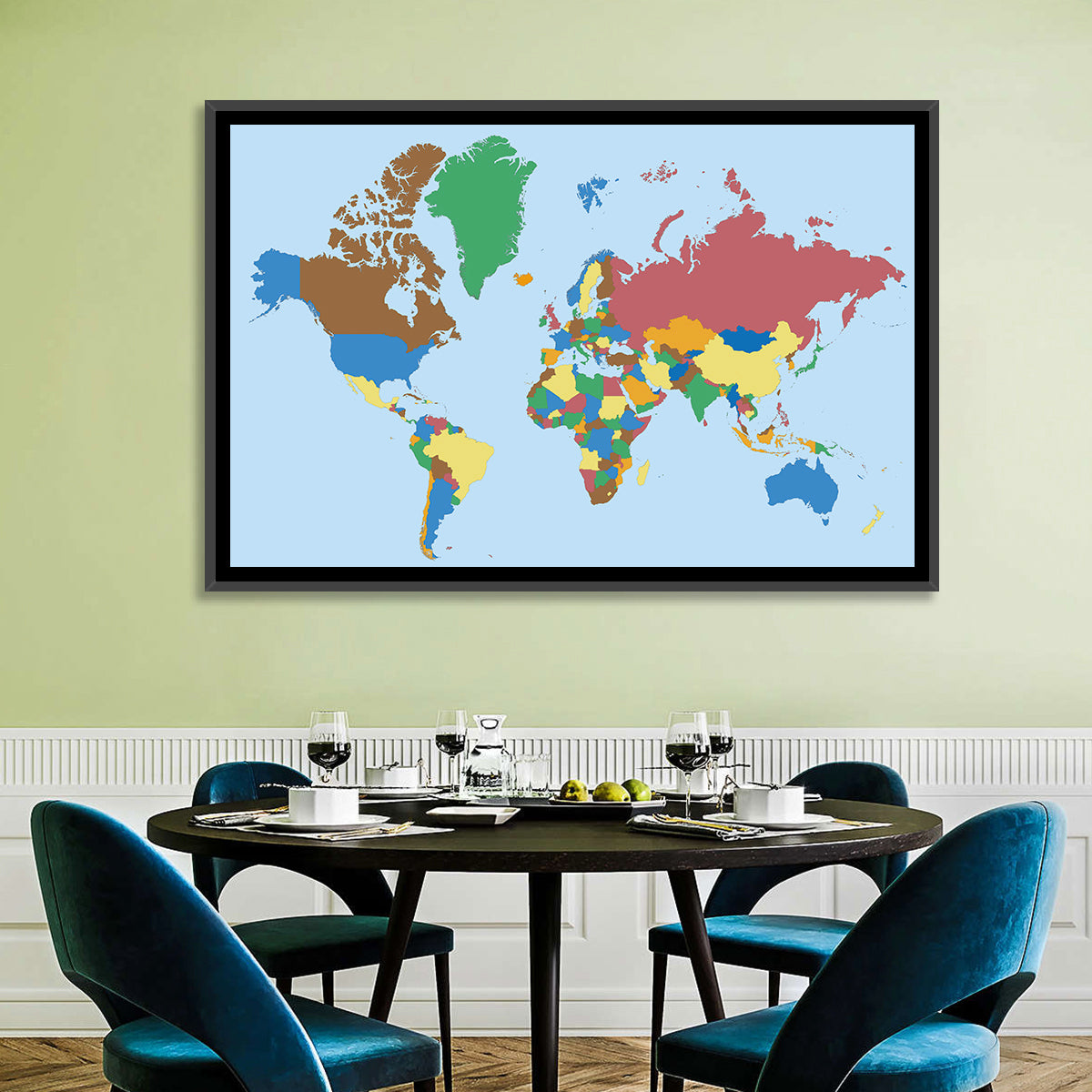 Colored World Map Wall Art