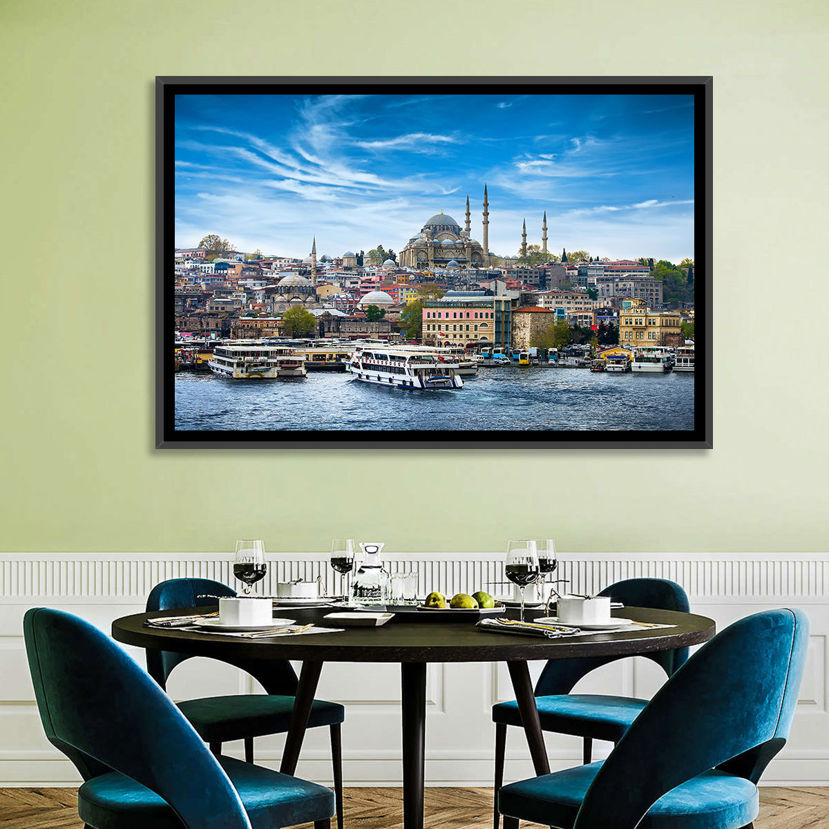 Süleymaniye Mosque Over Golden Horn Wall Art in a room, landscape