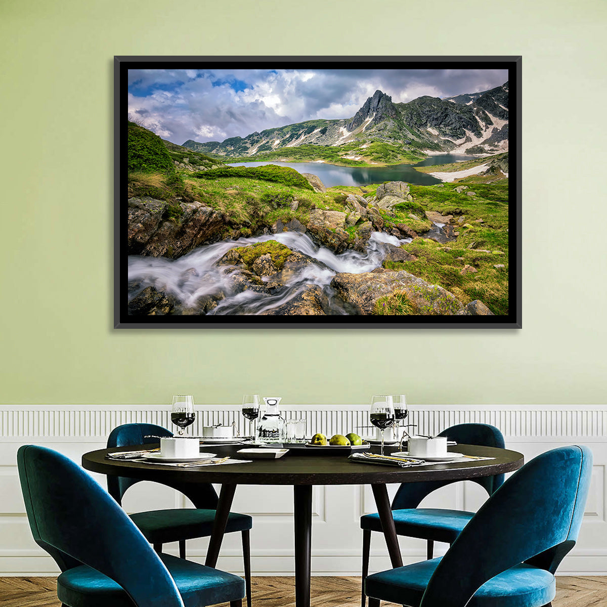 Seven Rila Lakes View Wall Art in a room, landscape