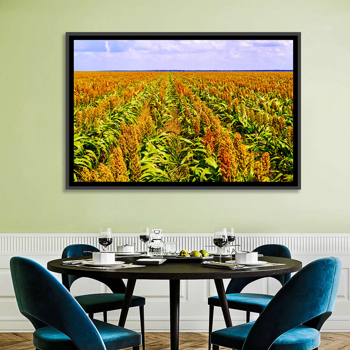 Sorghum Field Wall Art in a room, landscape