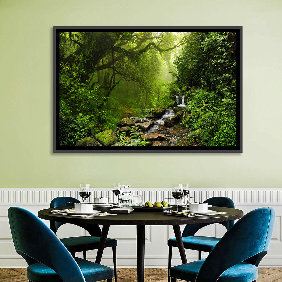 Annapurna Jungle Stream Wall Art in a room, landscape