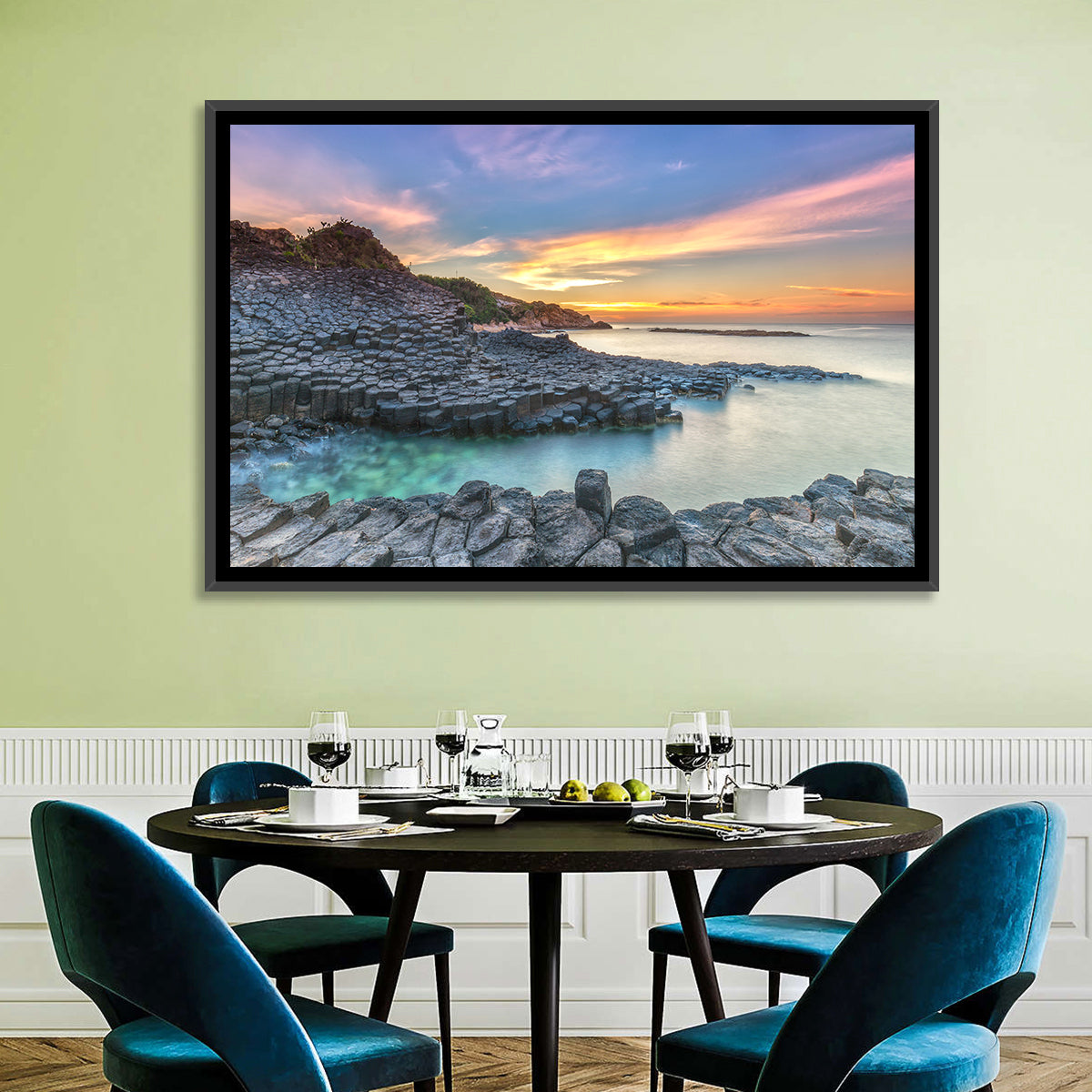 Tuy Hoa Basalt Sunset Wall Art in a room, landscape