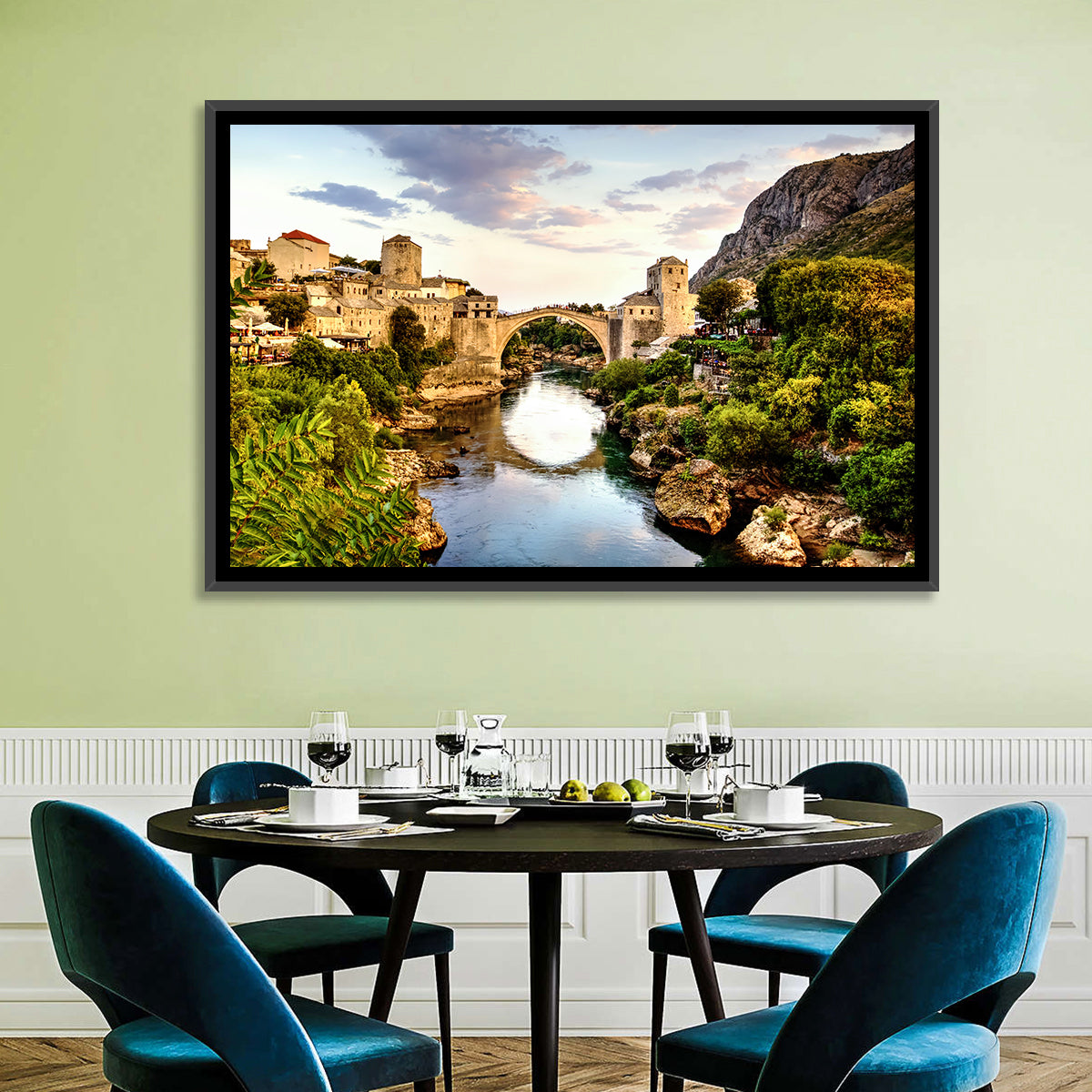 Stari Most Bridge, Mostar Wall Art in a room, landscape
