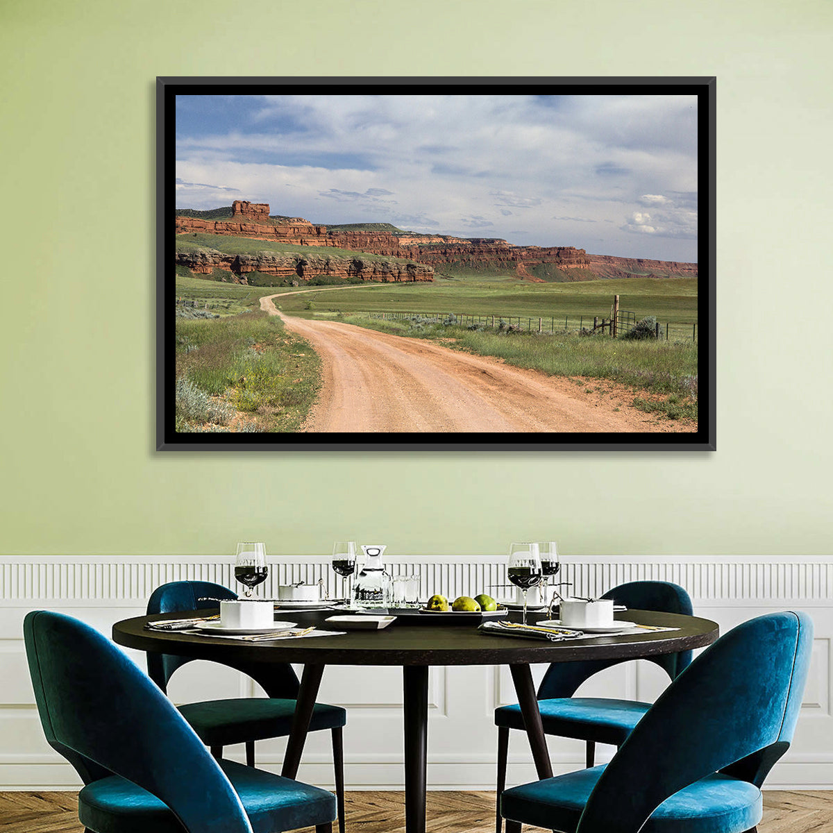Kaycee Red Cliffs Wall Art in a room, landscape