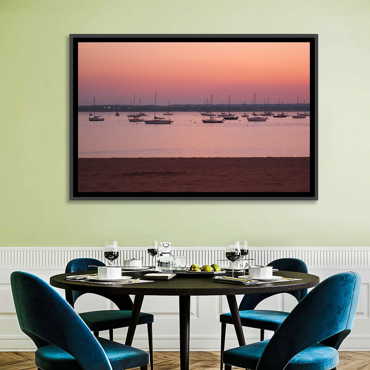 East Haven Beach Sunset Wall Art in a room, landscape